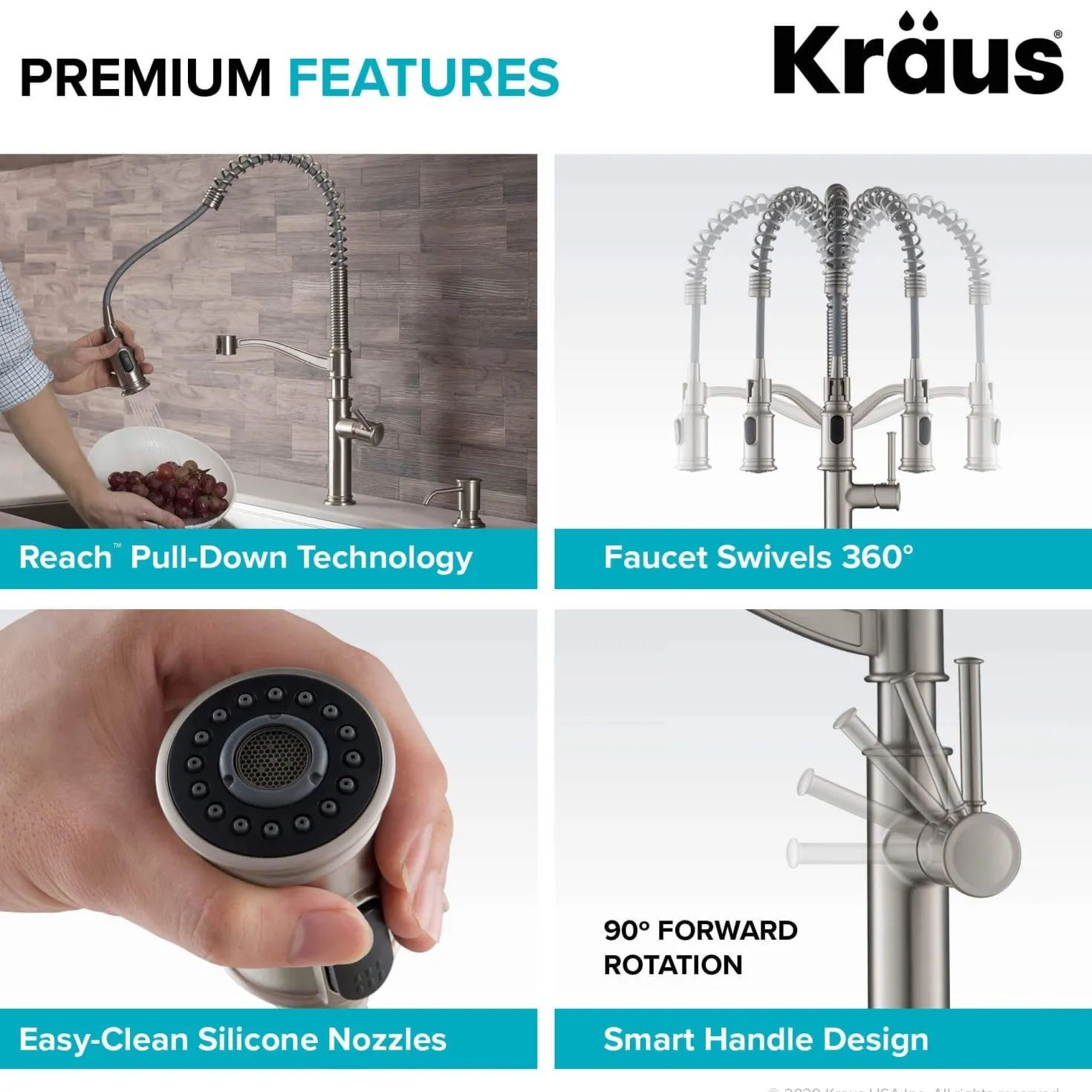 KRAUS Sellette Commercial Style Pull-Down Kitchen Faucet with Deck Plate and Soap Dispenser in Spot Free Stainless Steel