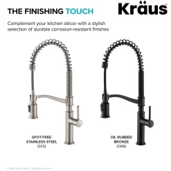 KRAUS Sellette Commercial Style Pull-Down Kitchen Faucet with Deck Plate and Soap Dispenser in Spot Free Stainless Steel