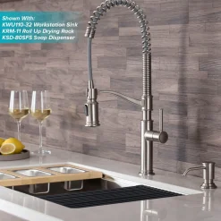 KRAUS Sellette Commercial Style Pull-Down Kitchen Faucet with Deck Plate and Soap Dispenser in Spot Free Stainless Steel