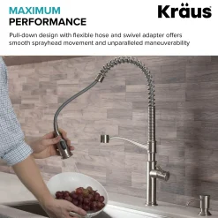 KRAUS Sellette Commercial Style Pull-Down Kitchen Faucet in Spot Free Stainless Steel