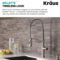 KRAUS Sellette Commercial Style Pull-Down Kitchen Faucet in Spot Free Stainless Steel