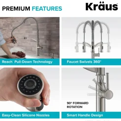 KRAUS Sellette Commercial Style Pull-Down Kitchen Faucet in Spot Free Stainless Steel
