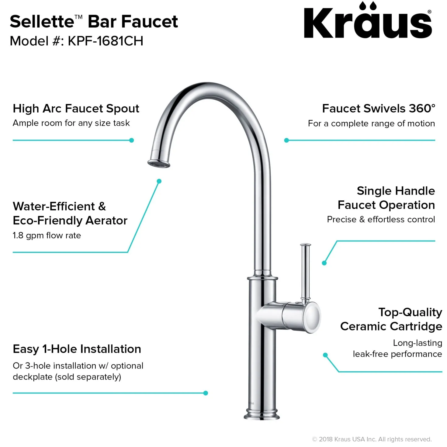 KRAUS Sellette Kitchen Bar Faucet in Chrome