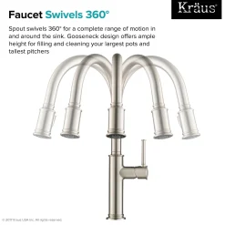 KRAUS Sellette Single Handle Pull Down Kitchen Faucet with Dual Function Sprayhead in Spot Free all-Brite Stainless Steel