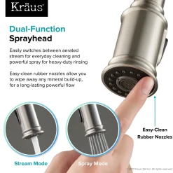 KRAUS Sellette Single Handle Pull Down Kitchen Faucet with Dual Function Sprayhead in Spot Free all-Brite Stainless Steel