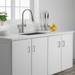 KRAUS Sellette Single Handle Pull Down Kitchen Faucet with Dual Function Sprayhead in Spot Free all-Brite Stainless Steel