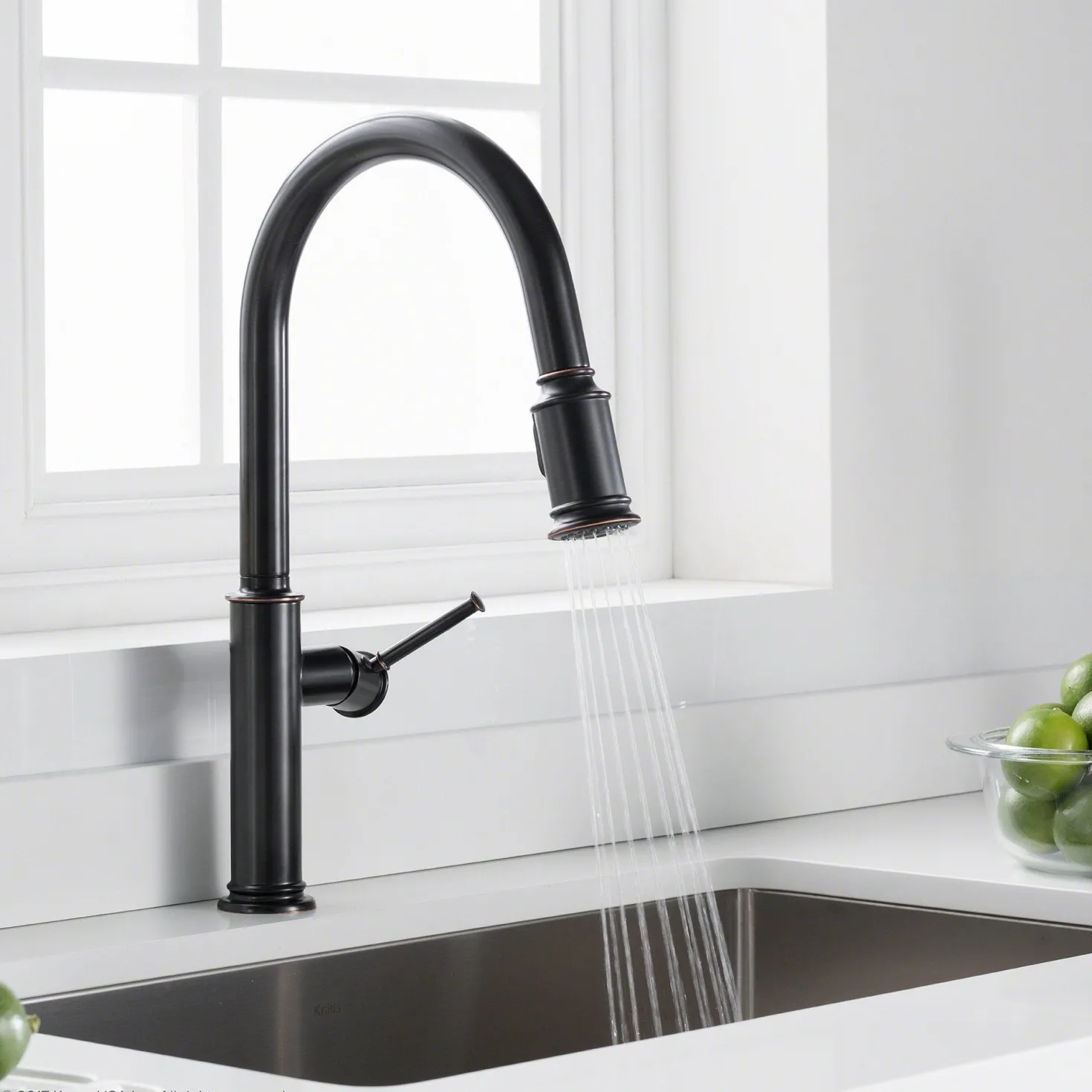 KRAUS Sellette Single Handle Pull Down Kitchen Faucet with Dual Function Sprayhead in Oil Rubbed Bronze