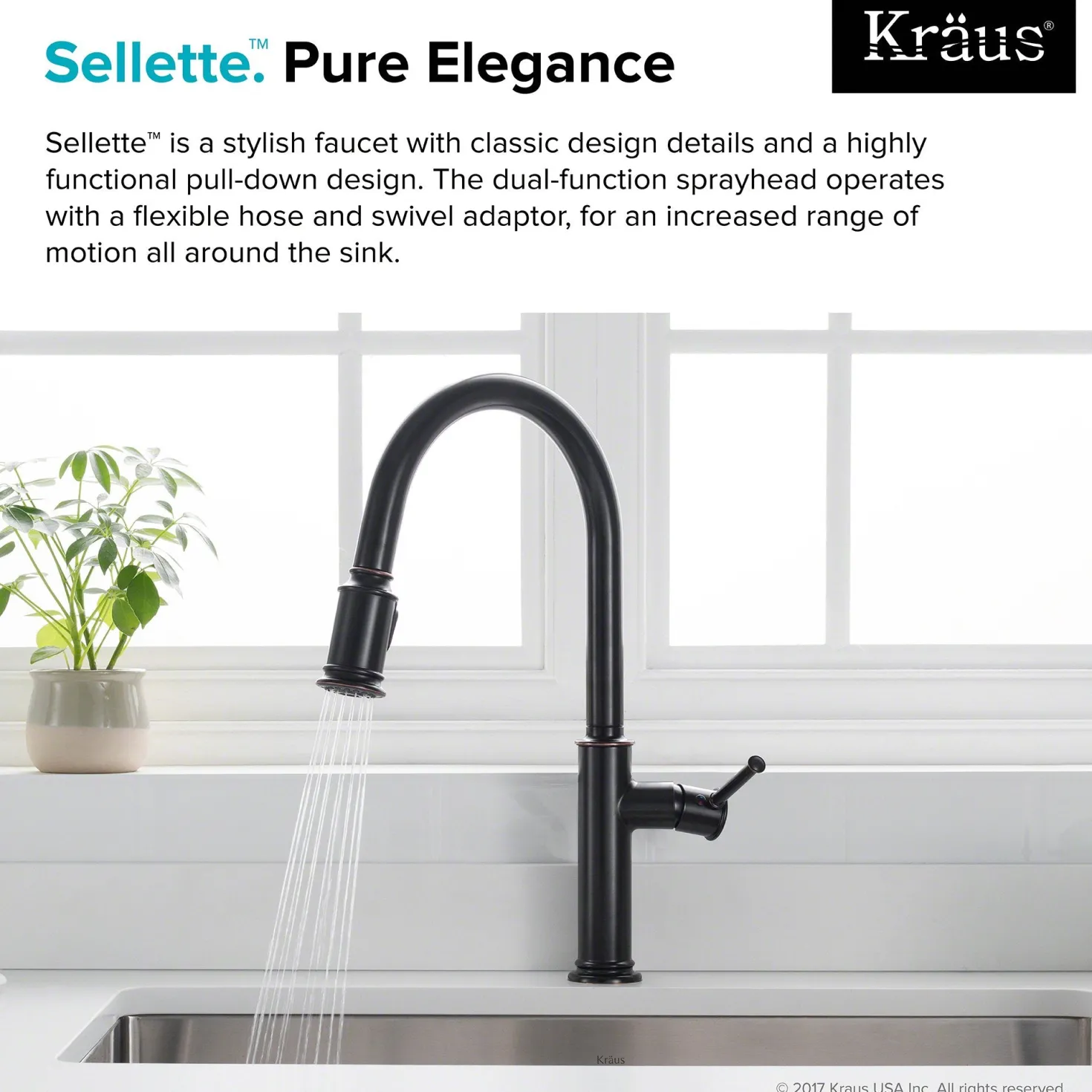 KRAUS Sellette Single Handle Pull Down Kitchen Faucet with Dual Function Sprayhead in Oil Rubbed Bronze