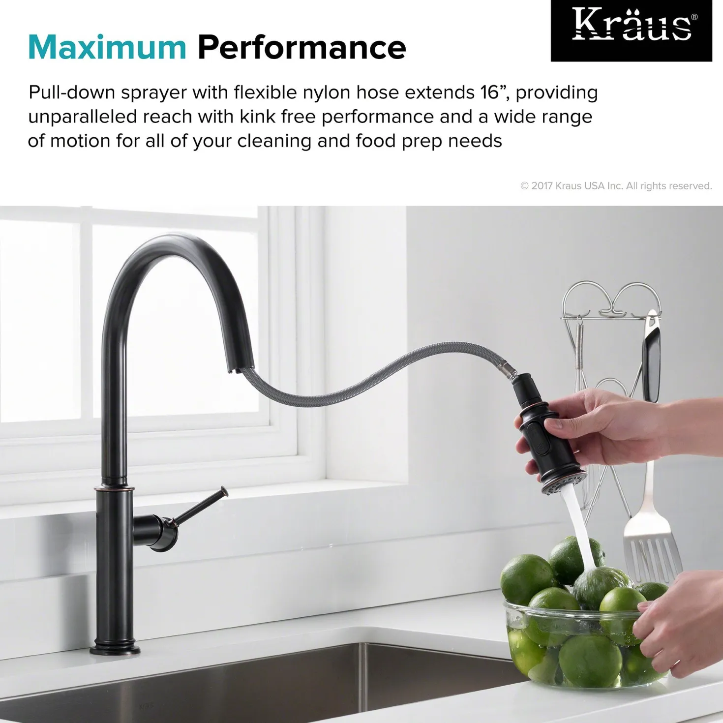 KRAUS Sellette Single Handle Pull Down Kitchen Faucet with Dual Function Sprayhead in Oil Rubbed Bronze