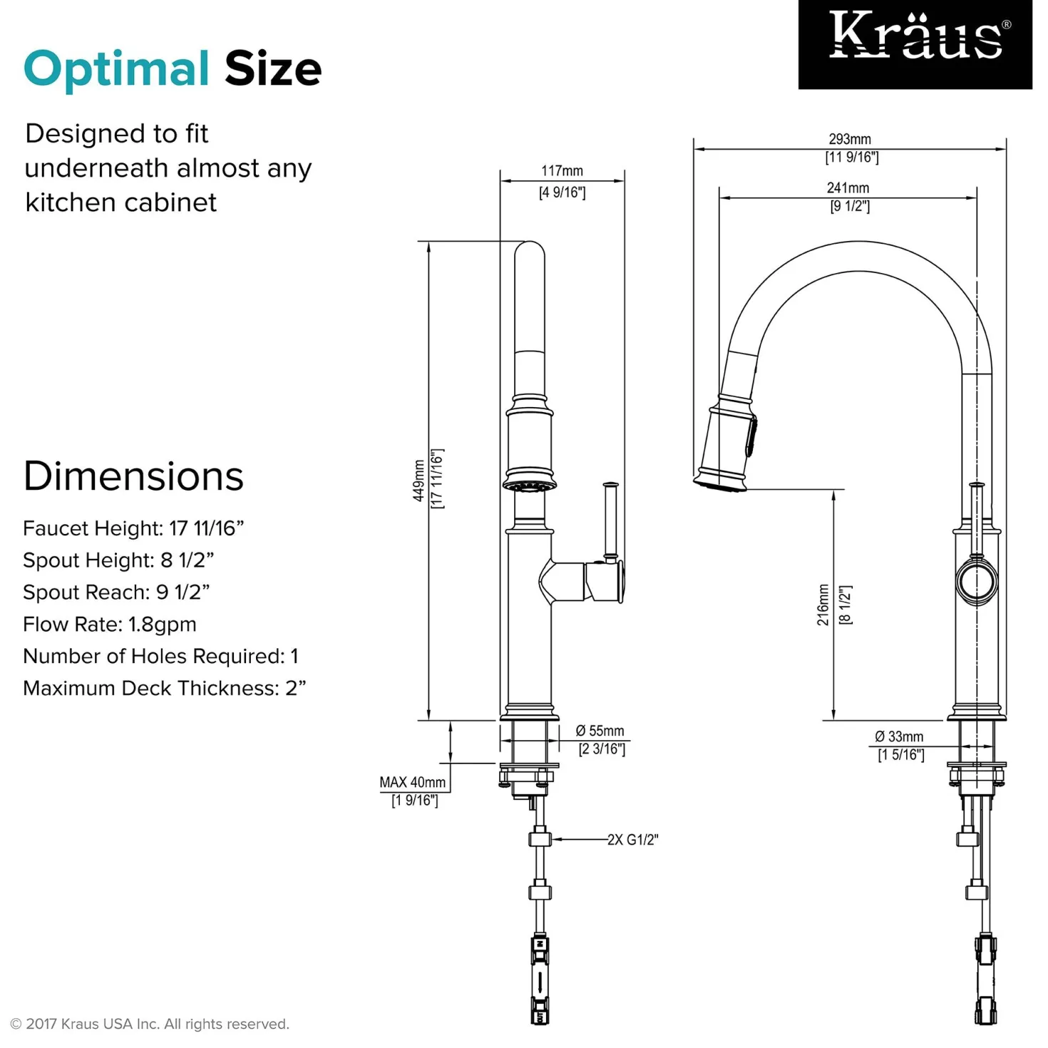 KRAUS Sellette Single Handle Pull Down Kitchen Faucet with Dual Function Sprayhead in Oil Rubbed Bronze