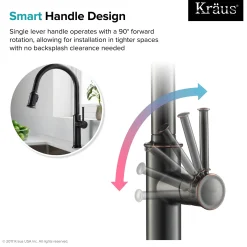 KRAUS Sellette Single Handle Pull Down Kitchen Faucet with Deck Plate and Soap Dispenser in Oil Rubbed Bronze