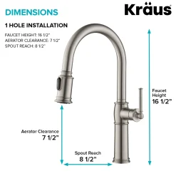 KRAUS Sellette Traditional Single Handle Pull-Down Kitchen Faucet in Spot Free Stainless Steel