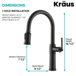 KRAUS Sellette Traditional Single Handle Pull-Down Kitchen Faucet in Oil Rubbed Bronze