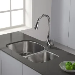 KRAUS Single-Handle High Arch Kitchen Faucet with Pull Down Dual-Function Sprayer in Chrome