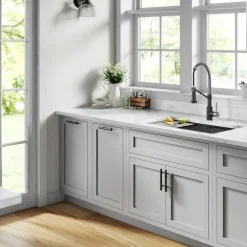 KRAUS Single Handle Kitchen Faucet with Integrated Dispenser for Water Filtration in Spot-Free Stainless Steel & Matte Black