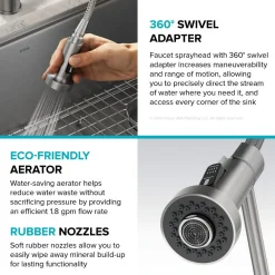 KRAUS Single Handle Kitchen Faucet with Integrated Dispenser for Water Filtration in Spot-Free Stainless Steel & Matte Black
