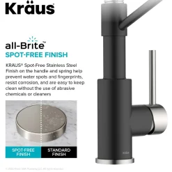 KRAUS Single Handle Kitchen Faucet with Integrated Dispenser for Water Filtration in Spot-Free Stainless Steel & Matte Black