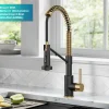KRAUS Single Handle Kitchen Faucet with Integrated Dispenser for Water Filtration in Brushed Brass & Matte Black