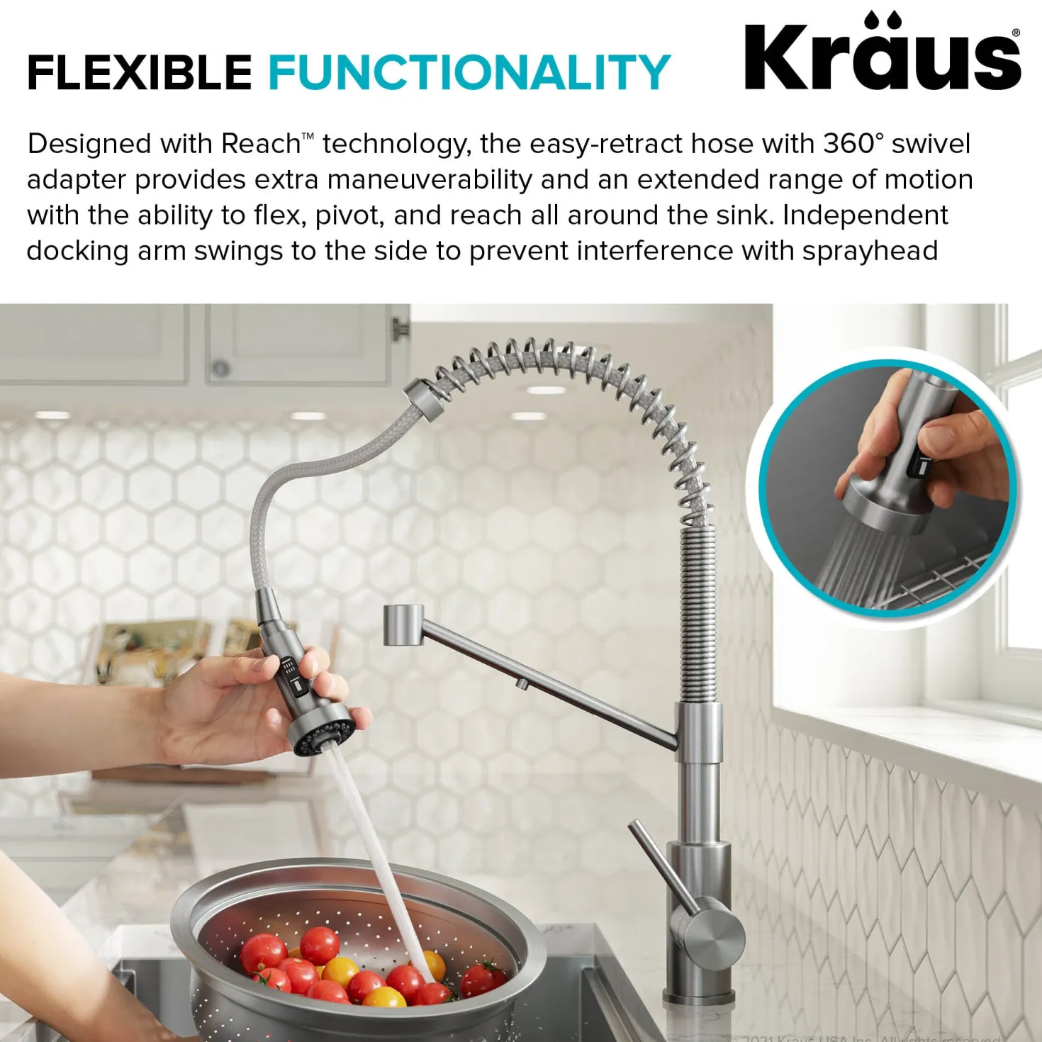 KRAUS Single Handle Kitchen Faucet with Integrated Dispenser for Water Filtration in Brushed Brass & Matte Black