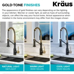 KRAUS Single Handle Kitchen Faucet with Integrated Dispenser for Water Filtration in Brushed Brass & Matte Black