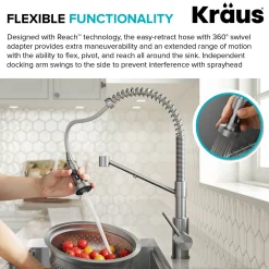 KRAUS Single Handle Kitchen Faucet with Integrated Dispenser for Water Filtration in Matte Black