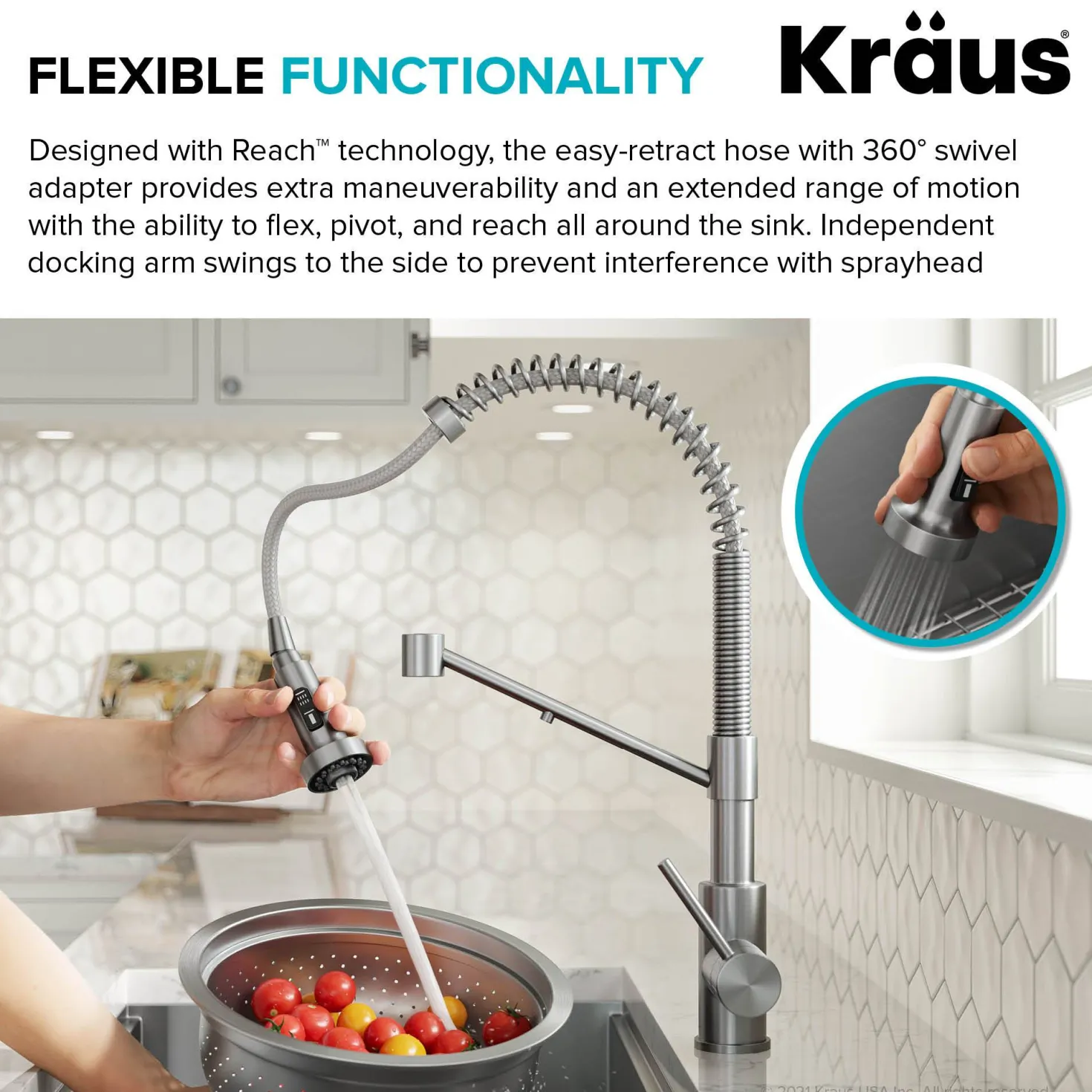 KRAUS Single Handle Kitchen Faucet with Integrated Dispenser for Water Filtration in Matte Black