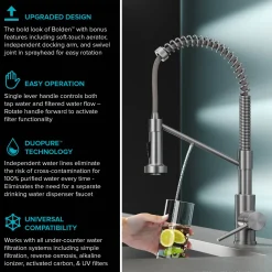 KRAUS Single Handle Kitchen Faucet with Integrated Dispenser for Water Filtration in Matte Black