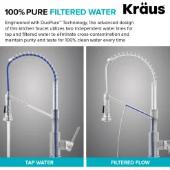 KRAUS Single Handle Kitchen Faucet with Integrated Dispenser for Water Filtration in Matte Black