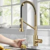 KRAUS Single Handle Kitchen Faucet with Integrated Dispenser for Water Filtration in Brushed Brass