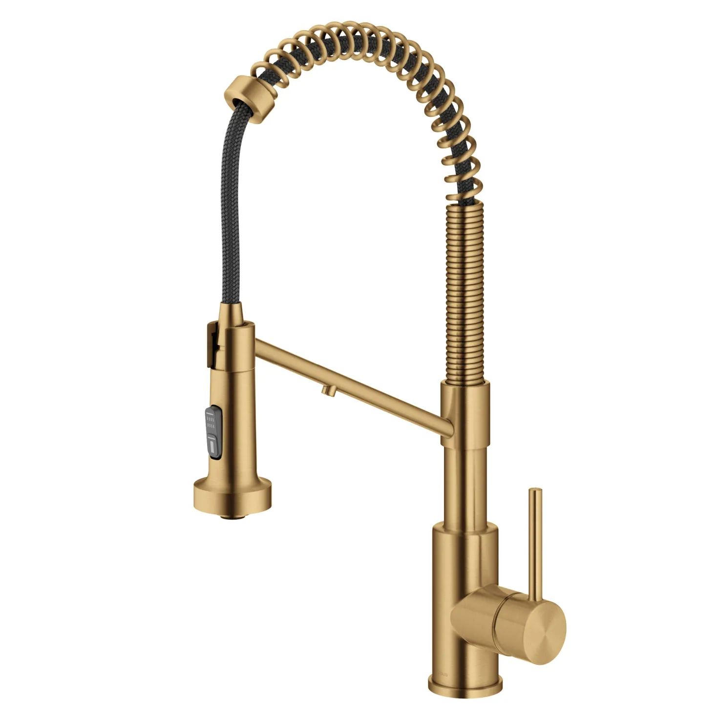 KRAUS Single Handle Kitchen Faucet with Integrated Dispenser for Water Filtration in Brushed Brass