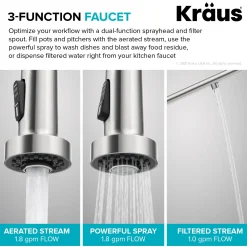 KRAUS Single Handle Kitchen Faucet with Integrated Dispenser for Water Filtration in Spot Free Antique Champagne Bronze