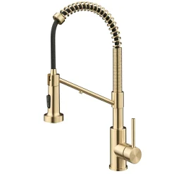 KRAUS Single Handle Kitchen Faucet with Integrated Dispenser for Water Filtration in Spot Free Antique Champagne Bronze