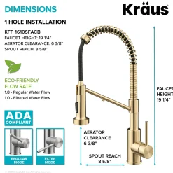 KRAUS Single Handle Kitchen Faucet with Integrated Dispenser for Water Filtration in Spot Free Antique Champagne Bronze