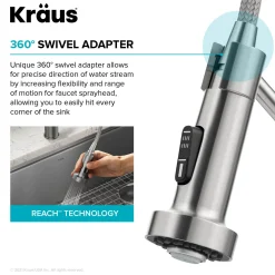 KRAUS Single Handle Kitchen Faucet with Integrated Dispenser for Water Filtration in Spot Free Stainless Steel