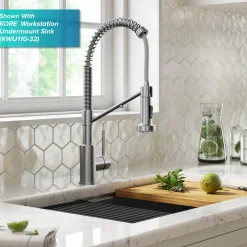 KRAUS Single Handle Kitchen Faucet with Integrated Dispenser for Water Filtration in Spot Free Stainless Steel