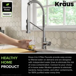 KRAUS Single Handle Kitchen Faucet with Integrated Dispenser for Water Filtration in Spot Free Stainless Steel