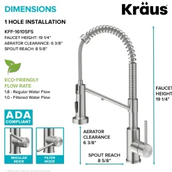 KRAUS Single Handle Kitchen Faucet with Integrated Dispenser for Water Filtration in Spot Free Stainless Steel