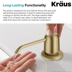 KRAUS Single Hole Kitchen Soap and Lotion Dispenser in Brushed Gold