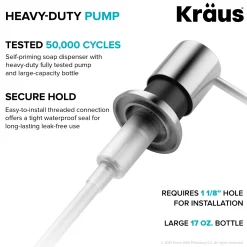 KRAUS Soap Dispenser in Spot Free Stainless Steel and Matte Black
