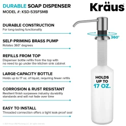 KRAUS Soap Dispenser in Spot Free Stainless Steel and Matte Black