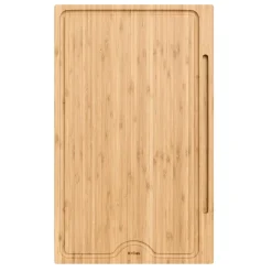 KRAUS Solid Bamboo Cutting Board with Mobile Device Holder for most Standard Kitchen Sinks