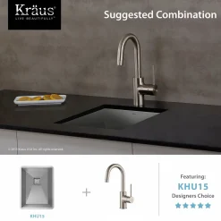 KRAUS Spot Free Oletto Single Handle Kitchen Bar Faucet in all-Brite Stainless Steel Finish