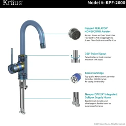 KRAUS Spot Free Oletto Single Handle Kitchen Bar Faucet in all-Brite Stainless Steel Finish