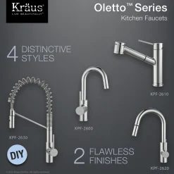 KRAUS Spot Free Oletto Single Handle Kitchen Bar Faucet in all-Brite Stainless Steel Finish