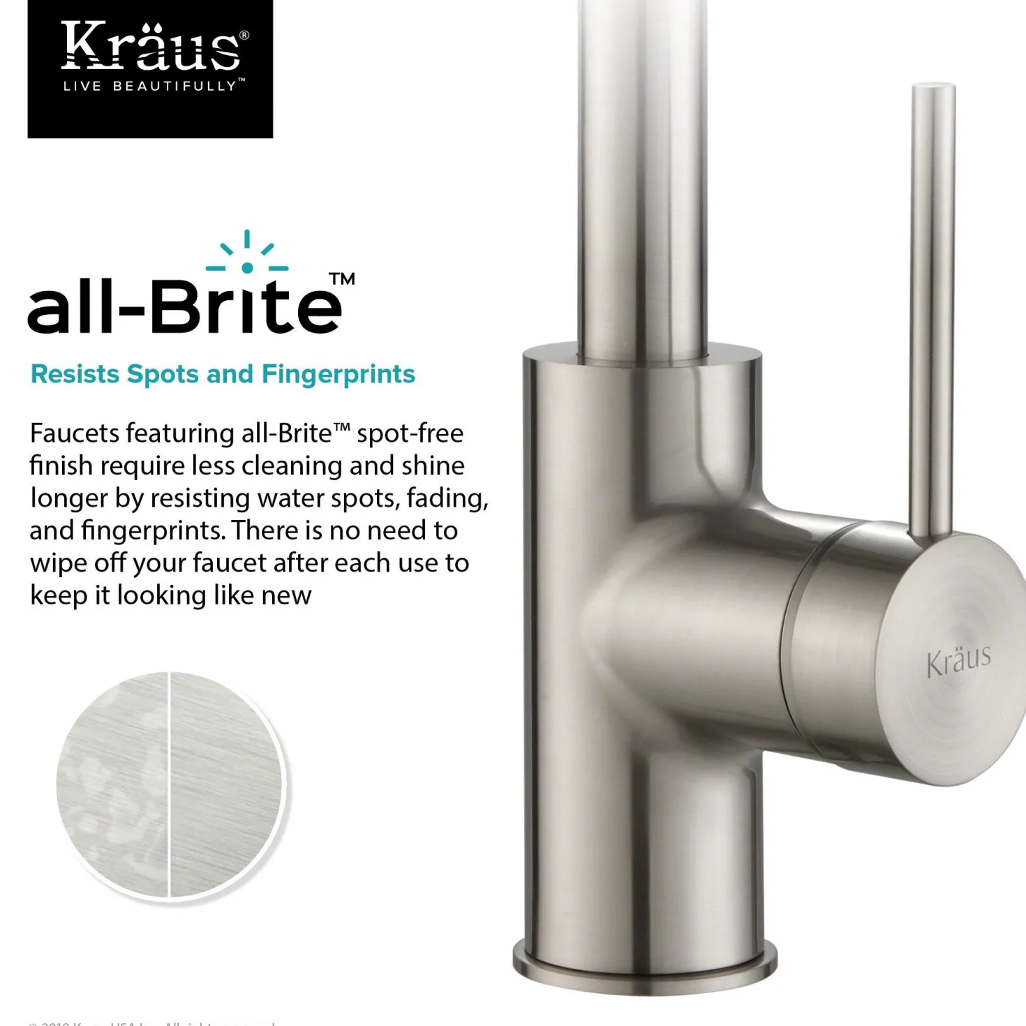 KRAUS Spot Free Oletto Single Handle Kitchen Bar Faucet in all-Brite Stainless Steel Finish