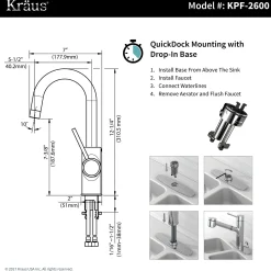 KRAUS Spot Free Oletto Single Handle Kitchen Bar Faucet in all-Brite Stainless Steel Finish