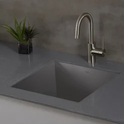 KRAUS Spot Free Oletto Single Handle Kitchen Bar Faucet in all-Brite Stainless Steel Finish