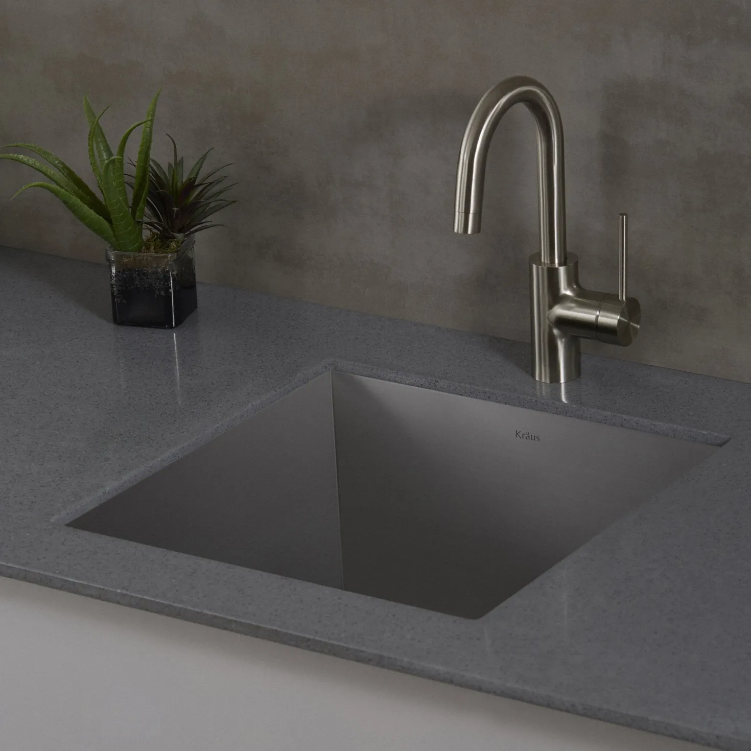 KRAUS Spot Free Oletto Single Handle Kitchen Bar Faucet in all-Brite Stainless Steel Finish