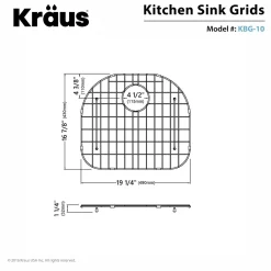 KRAUS Stainless Steel Bottom Grid with Protective Anti-Scratch Bumpers for KBU10 Kitchen Sink