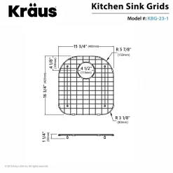 KRAUS Stainless Steel Bottom Grid with Protective Anti-Scratch Bumpers for KBU23 Kitchen Sink Left Bowl